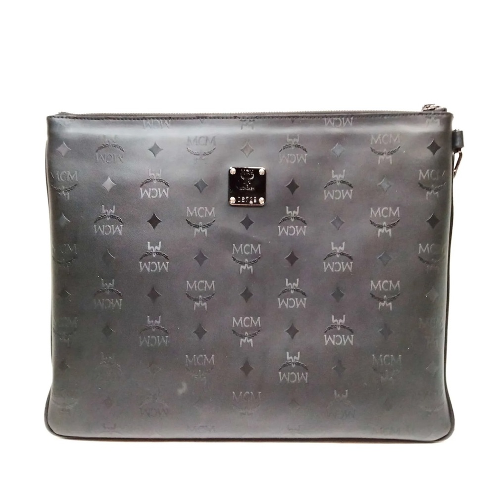Authentic MCM Clutch Bag  Black Nylon EUC will hold large iPad Air pro! EUC